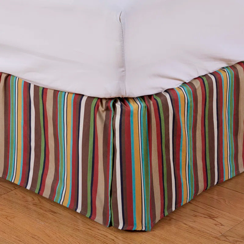 Tammy Turquoise Tan Yellow Stripe Classic Western Bed Skirt