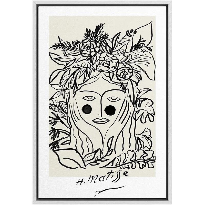 SIGNLEADER Abstract Black Floral Woman Artwork Modern Wall Art Framed Canvas by Henri Matisse Painting Print