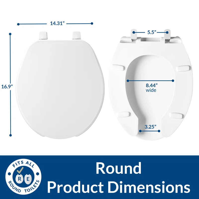 Bemis 7E75 000 BEMIS 75 Commercial Open Front Toilet Seat with Cover, ROUND, Plastic, White