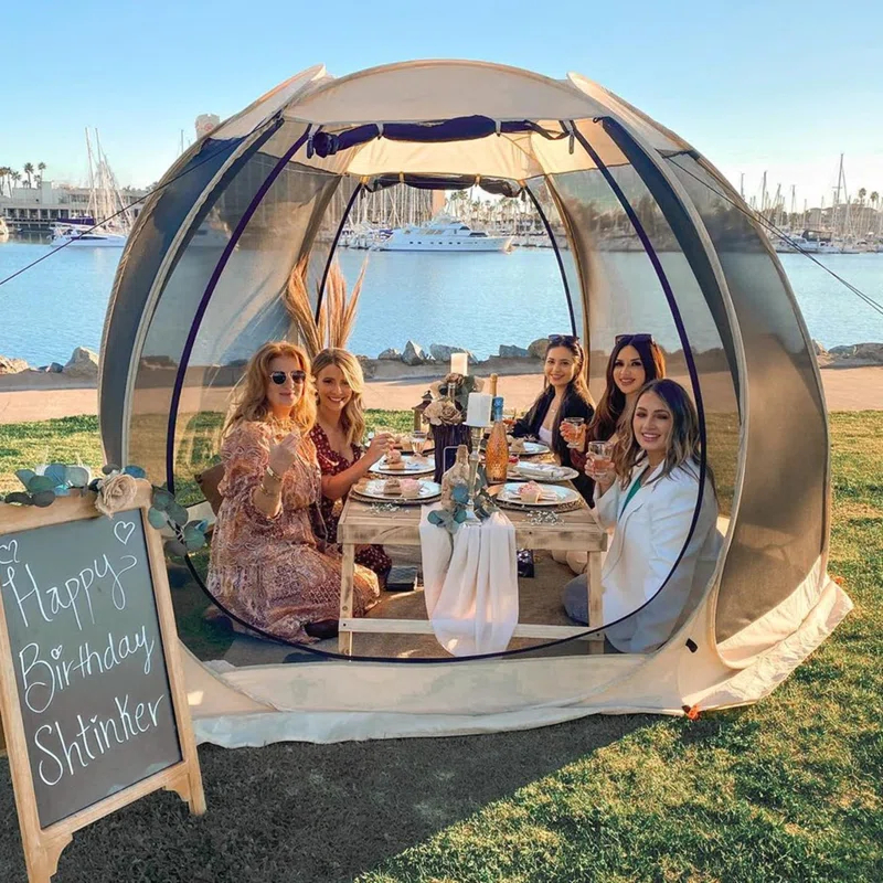 EighteenTek Fiberglass Patio Gazebo Pop Up with Screen Room Tents