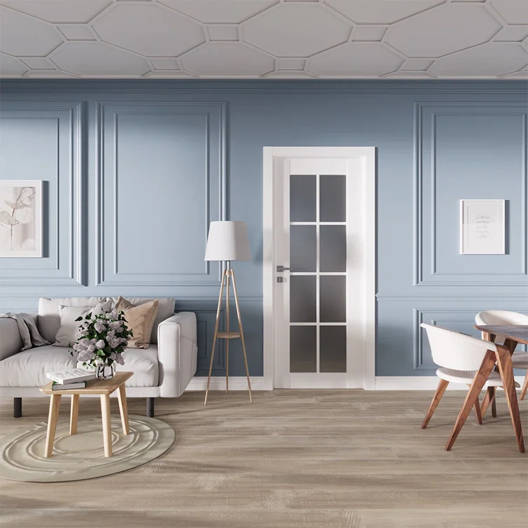 Belldinni Smart Pro 8 Lite Polar White Manufactured Wood and Frosted Glass Interior Door Slab