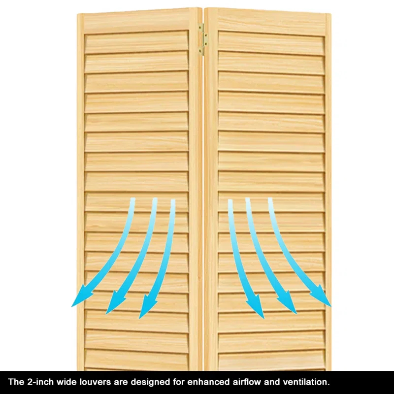 Calhome 80'' Solid Wood Louvered Bi-Fold Door