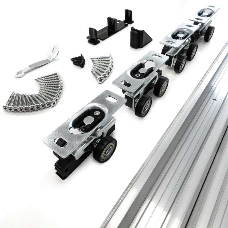 Villar Home Designs 3 Pack Heavy Duty Sliding Bypass Door Hardware KIT Set 72 Inch for Bypass Doors