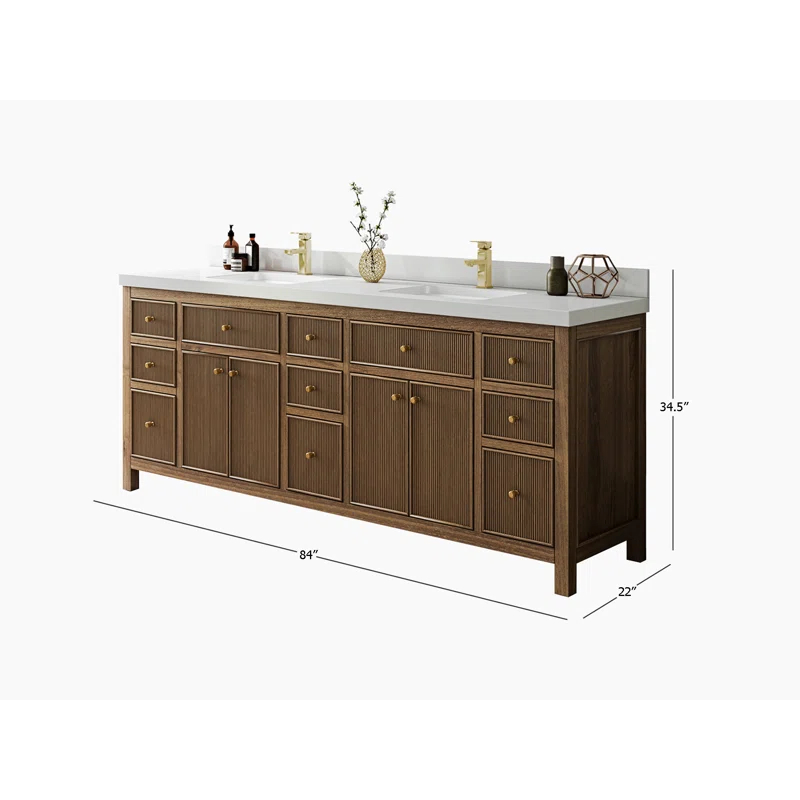 Willow Collections 84'' Double Bathroom Vanity with Quartz Top