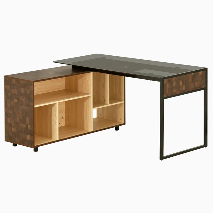 17 Stories L-Shape Corner Desk with Multiple Storage