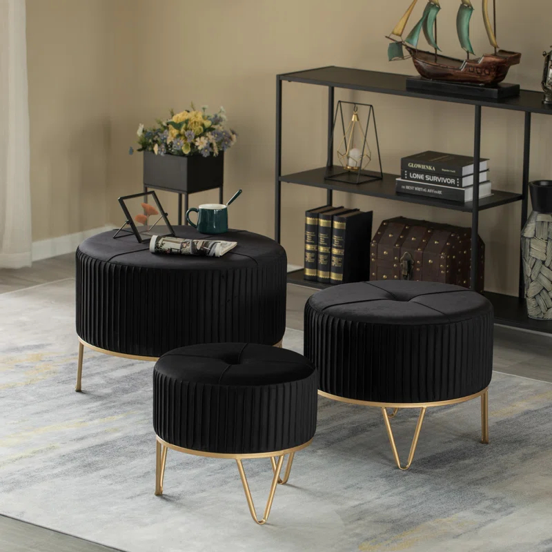 Everly Quinn Raiin Upholstered Ottoman