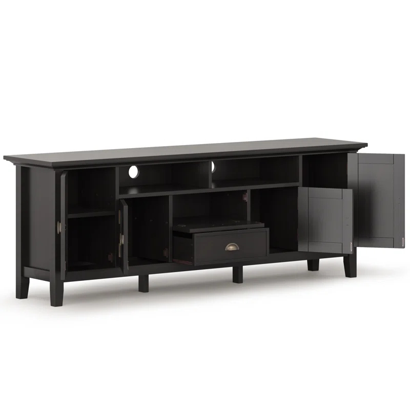 Simpli Home Redmond 72"W Solid Wood TV Stand for TVs up to 80" with Storage Cabinets