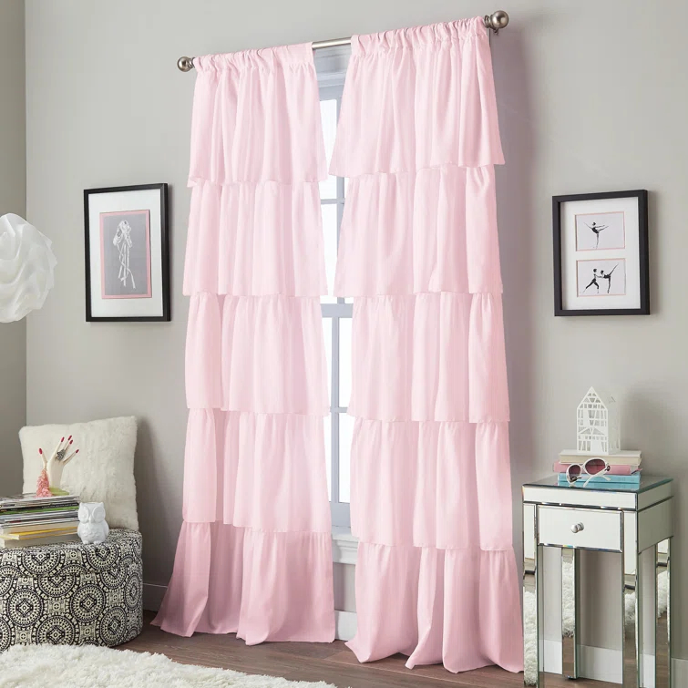 Red Barrel Studio® Flounced Solid Color Semi-Sheer Rod Pocket Single Curtain Panel