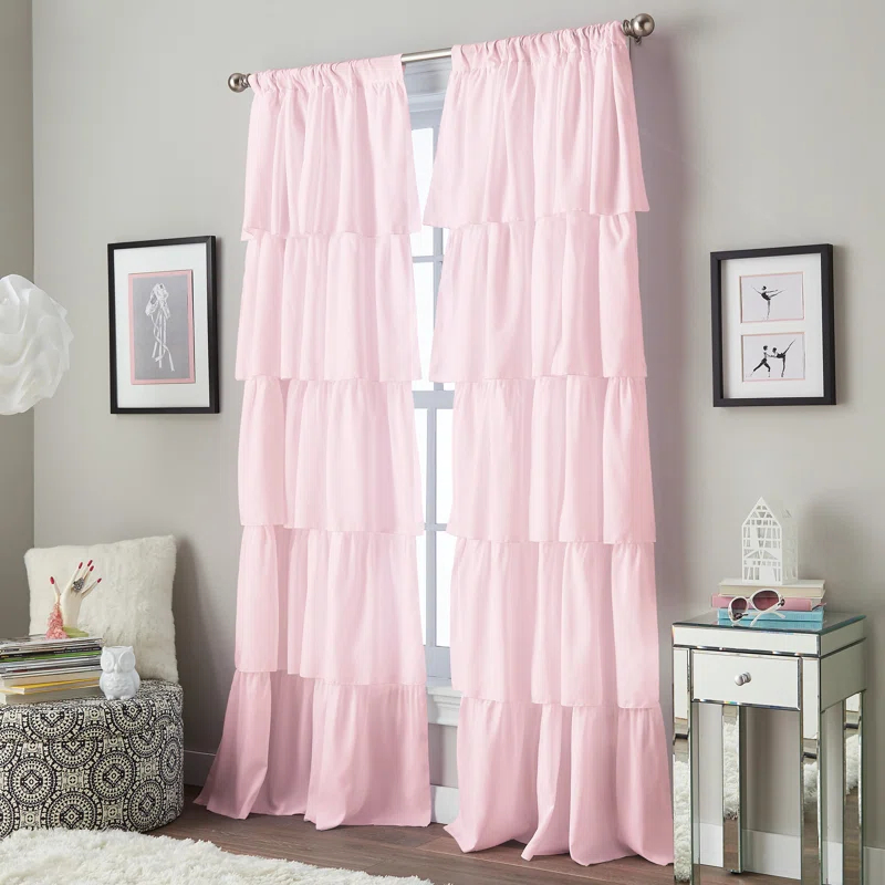 Red Barrel Studio® Flounced Solid Color Semi-Sheer Rod Pocket Single Curtain Panel