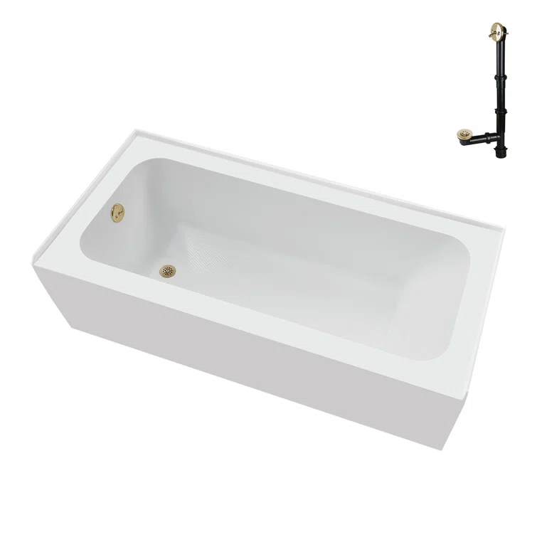 Streamline Bath Streamline 60 in. x 30 in. Acrylic Left-Hand Drain Alcove Bathtub in Glossy White With External Drain NAL-5640-PBR
