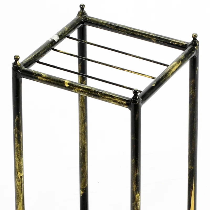 HEIMAO Stone Slab 2 Tier Small Square Cast Metal Plant Stand