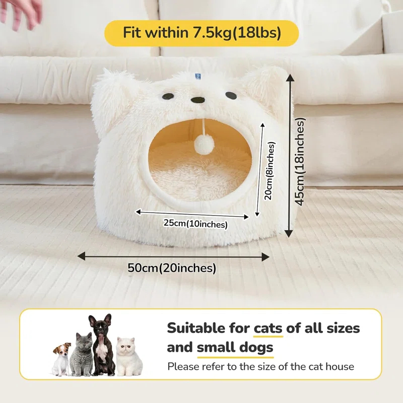 Cat Bed for Indoor Cats Washable Cute Warm Cat Cave