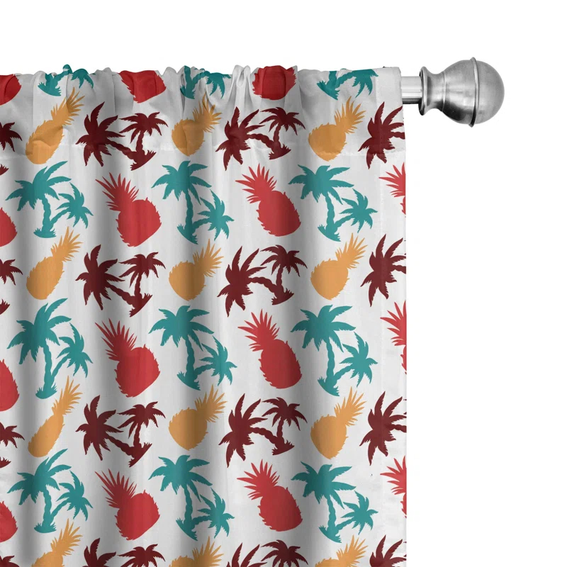 Ambesonne Pineapple Semi-Sheer Rod Pocket Sliding Panel (Set of 2)