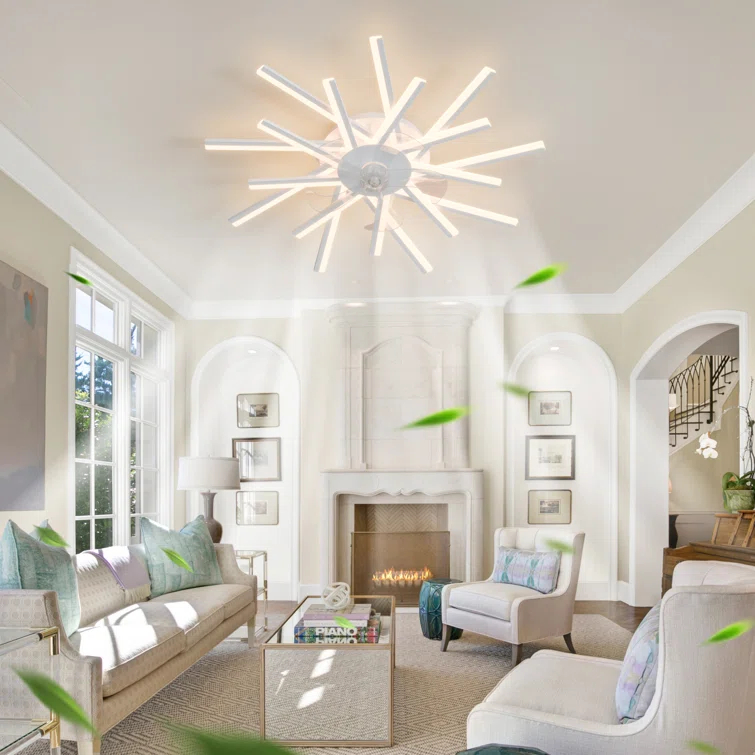 Orren Ellis 36'' 5 - Blade Dimmable LED Ceiling Fan with Remote Control and APP
