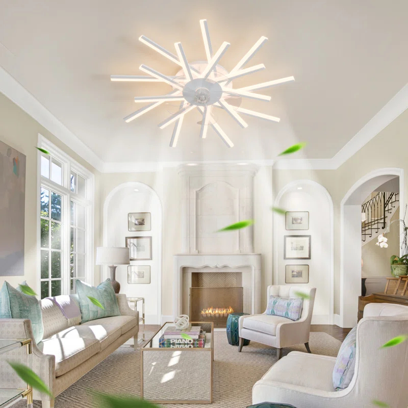 Orren Ellis 36'' 5 - Blade Dimmable LED Ceiling Fan with Remote Control and APP