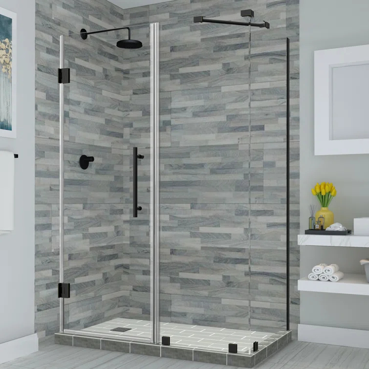 Aston Bromley 32" x 72" Rectangle Hinged Shower Enclosure SEN967EZ-MB-443032-10