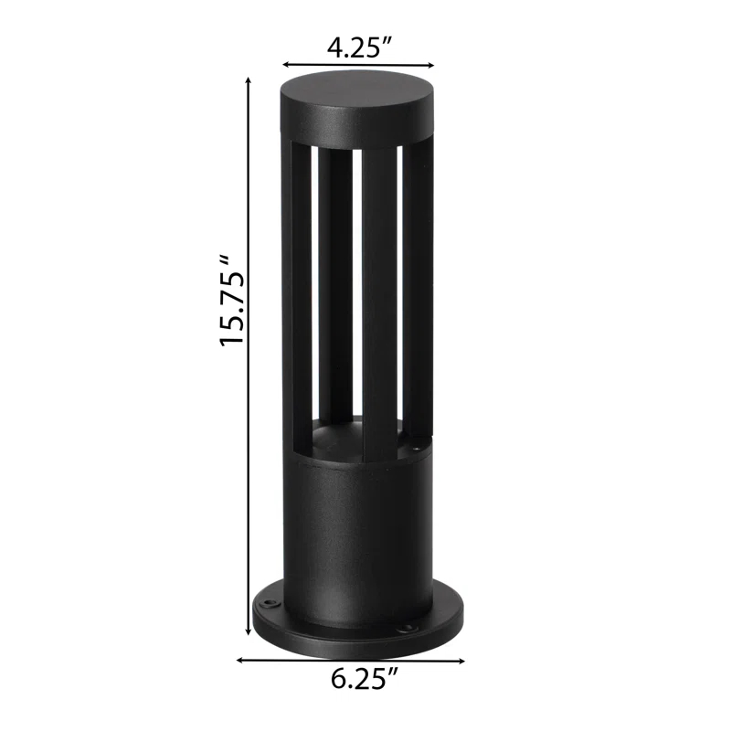 Gardenised Gardenised 15.75-inch Round Led Bollard Path Lights – Durable Decorative Aluminum Wired Landscape Lighting For Walkways, Gardens, Pools, Porches, Driveways, And Surrounding Areas, Black