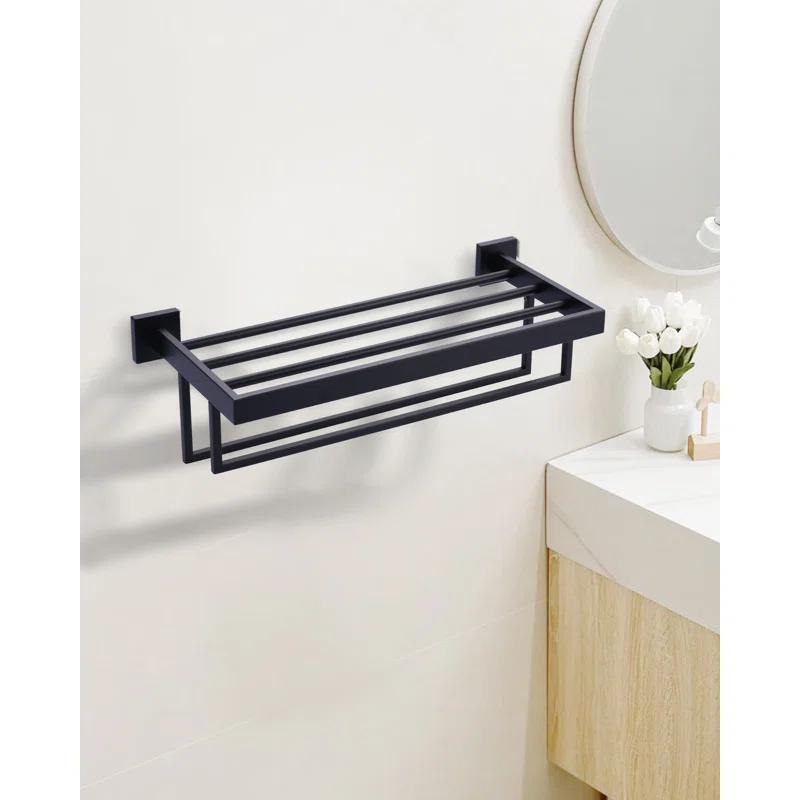 ARCORA AR5150101B-20 2-Tier Wall Mounted Stainless Steel Bathroom Towel Rack With 2 Towel Bars Square Rods