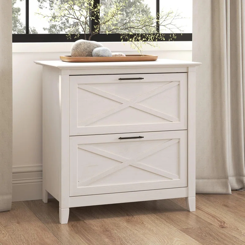 Inbox Zero 2 Drawer Lateral File Cabinet In Linen White Oak | Document Storage For Home Office | Accent Chest With Drawers