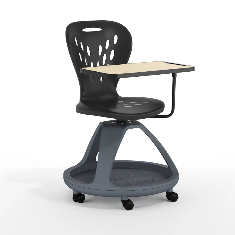 Flash Furniture Mobile Desk Chair with 360° Tablet Rotation and Storage Cubby