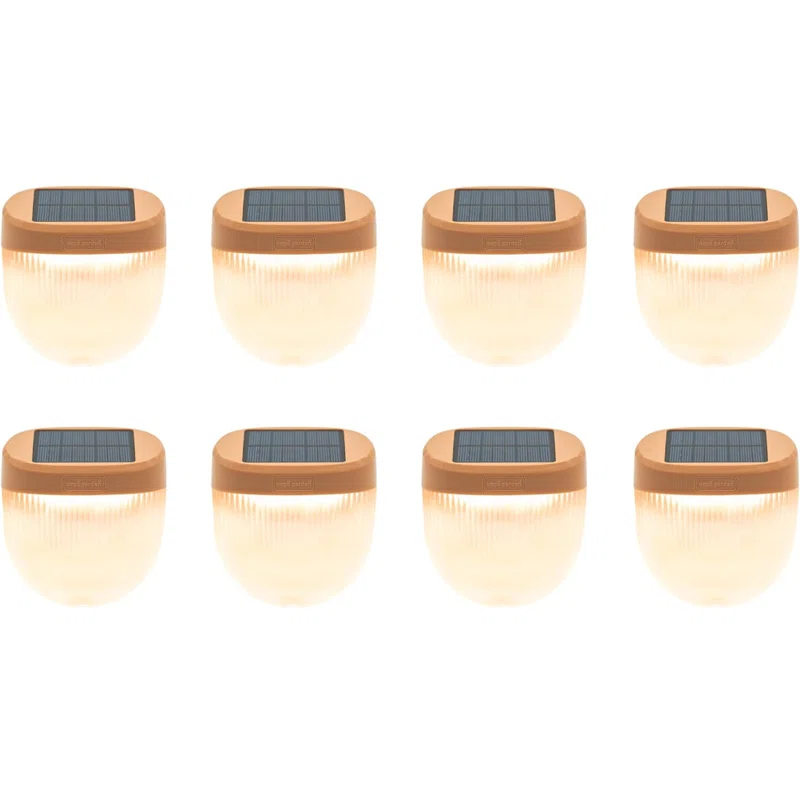 Vego Garden Add ons Rippled Outdoor Waterproof Solar Powered Integrated LED Deck Light Pack (Set of 8)