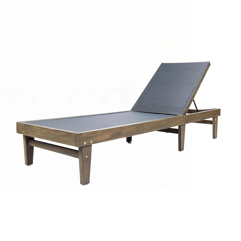 Gracie Oaks Outdoor Patio Chaise Lounge with Cushion