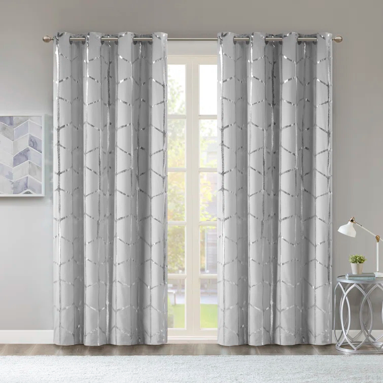 Intelligent Design Raina Geometric Total Blackout Grommet Single Curtain Panel