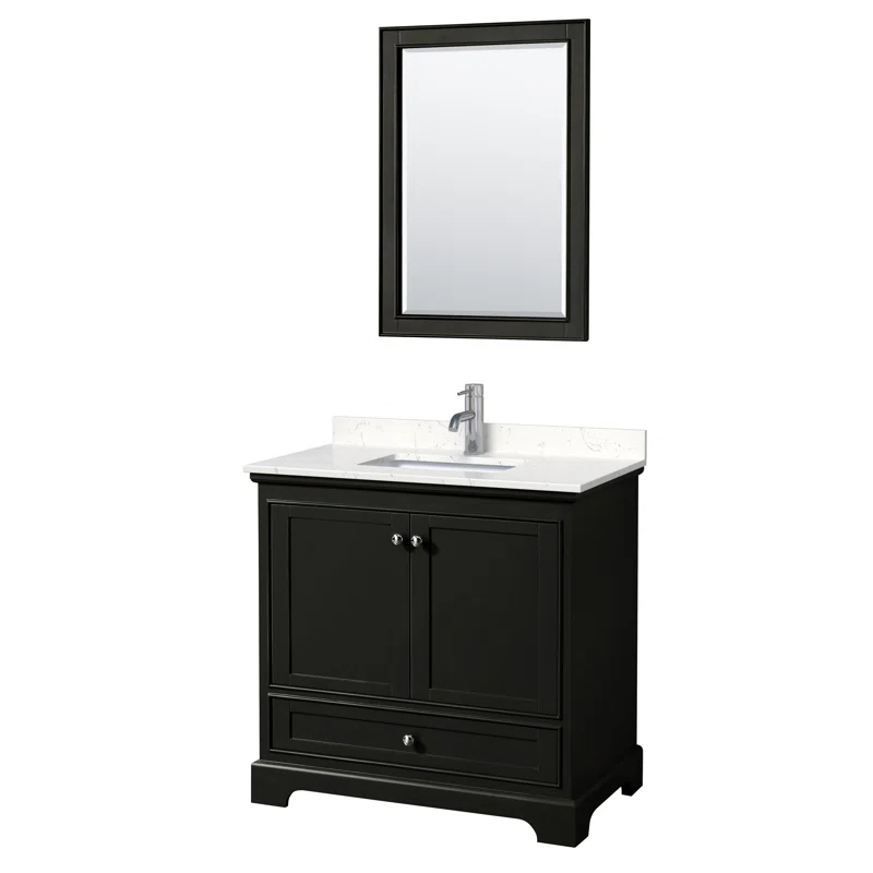 Wyndham Collection Deborah 36'' Single Bathroom Vanity with Marble Top with Mirror
