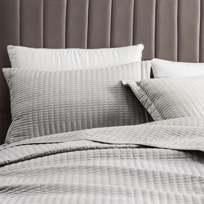 FreshFolds Modern & Contemporary Stripe Stitched Quilt Set with Shams