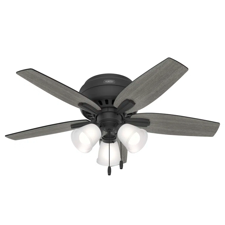 Hunter Fan Newsome 42" 5 - Blade Traditional Indoor Flush Mount Ceiling Fan with Lights and Pull Chains