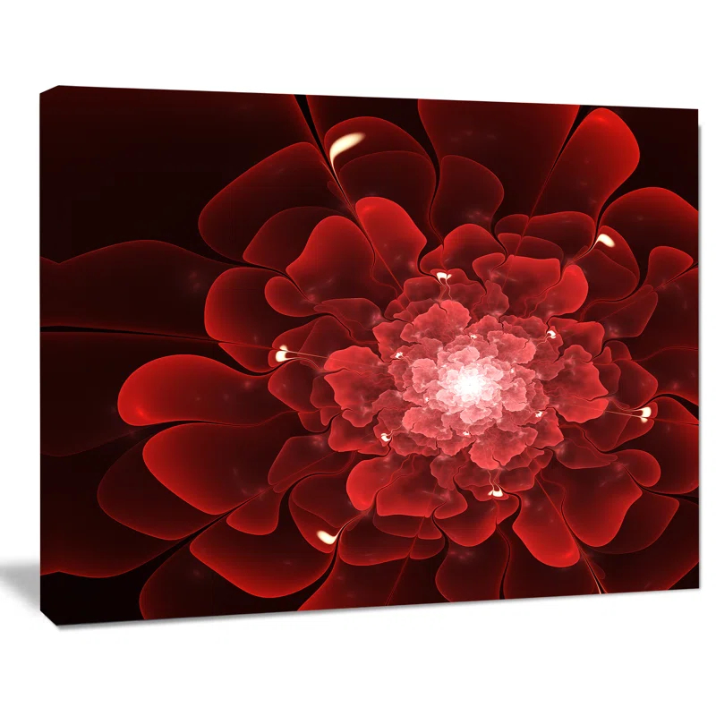 Design Art Clear Red Fractal Flower Graphic Art on Wrapped Canvas