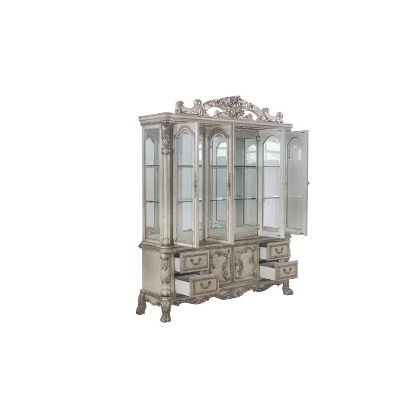 One Allium Way® Hutch Buffet China Cabinet in Vintage Bone White