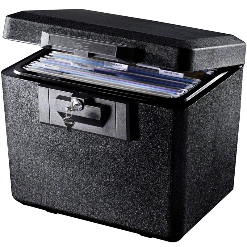 BEACHWATER POOL & SPA, LLC Fireproof Document Box With Key Lock, Safe Secures Files And Documents For Home Or Office