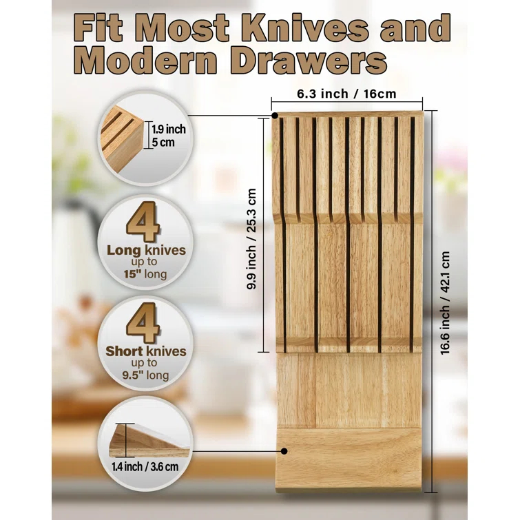 Cook N Home Cook N Home In-Drawer Knife Block Organizer 18-Slot, 2PC 9-Slot Kitchen Knife Holder