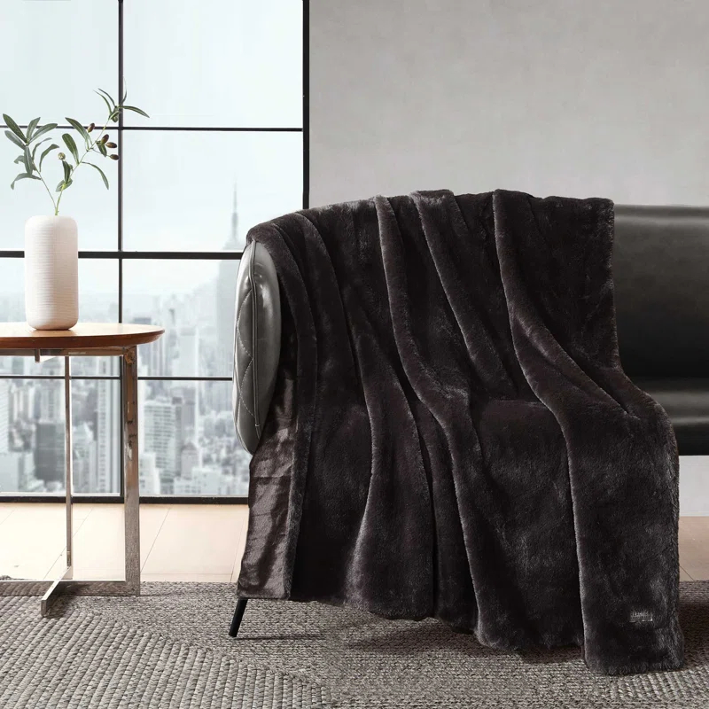 Kenneth Cole Kenneth Cole Faux Fur Solid Throw Blankets