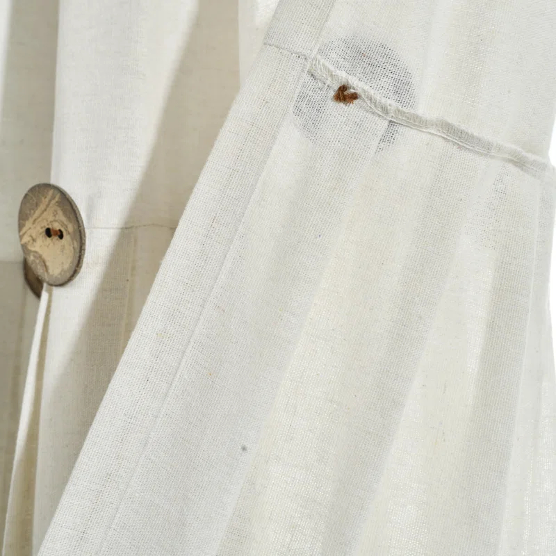 Lush Decor Linen Button Cotton Blend Tailored 29'' W Cafe Curtain (Set of 2)