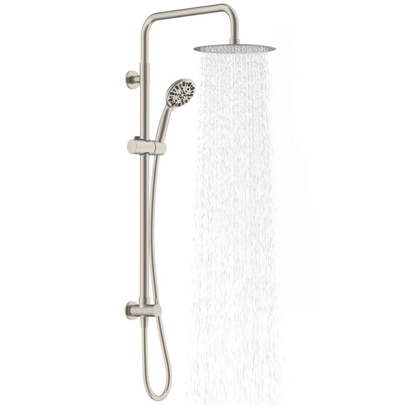 All Metal High Pressure Rainfall Shower Head System, Handheld Shower Combo with Slide Bar