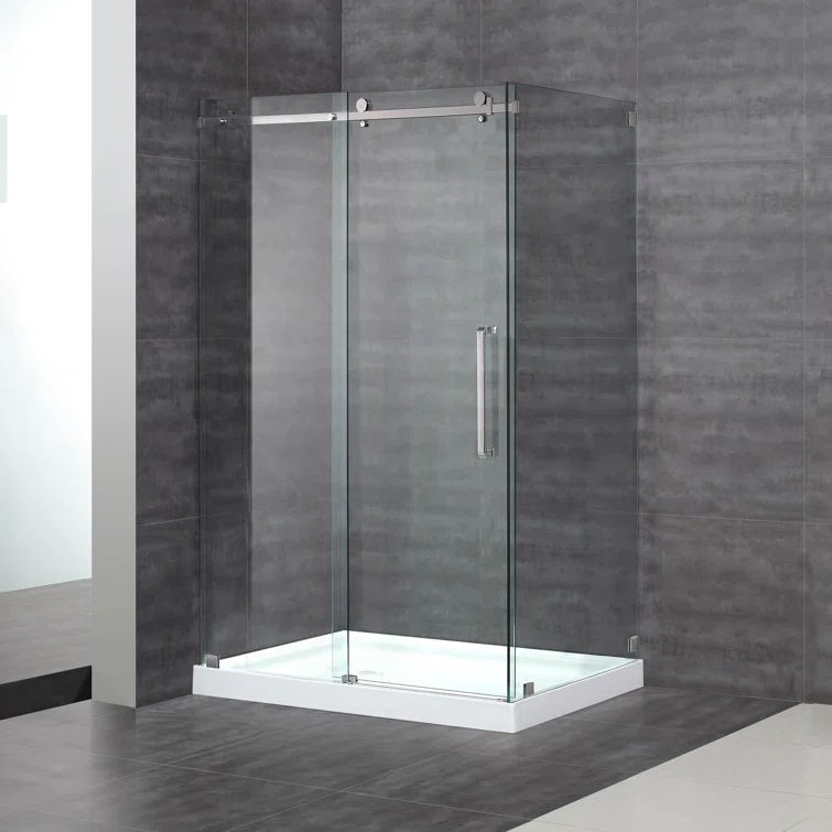 Aston Moselle 44" x 77.5" Rectangular Sliding Shower Enclosure with Base SEN976-TR-CH-48-10-L