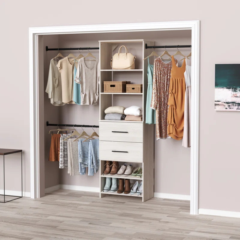 ClosetMaid SuiteSymphony 84" W -120" W Closet System Kit with Drawers and Shoe Shelves