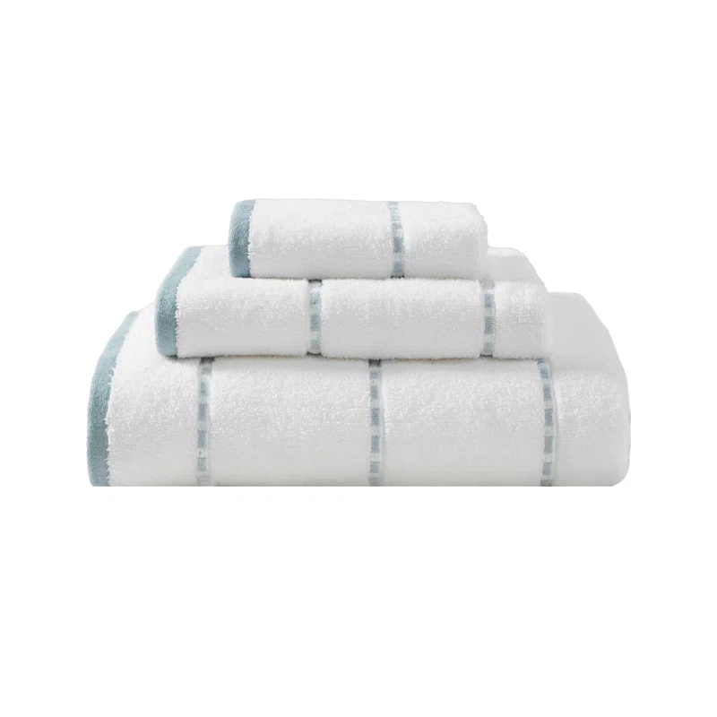 Tommy Bahama Ridley Solid Cotton Blue 3 Piece Towel Set
