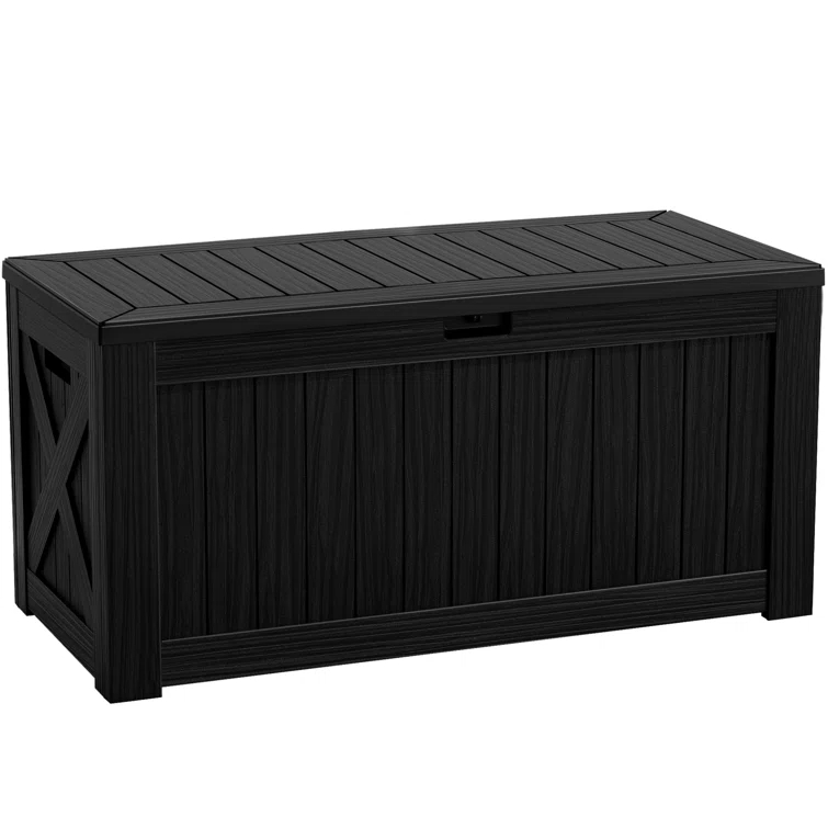 Hokku Designs Waterproof 120 Gallon Large Outdoor Indoor Patio Storage Deck Box , Outside Storage Bin for Cushion Pillows, Towels, Garden Tools