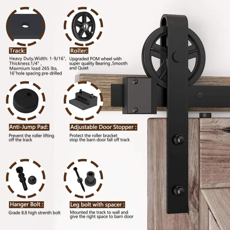 Sliding Standard Double Barn Door Hardware Kit