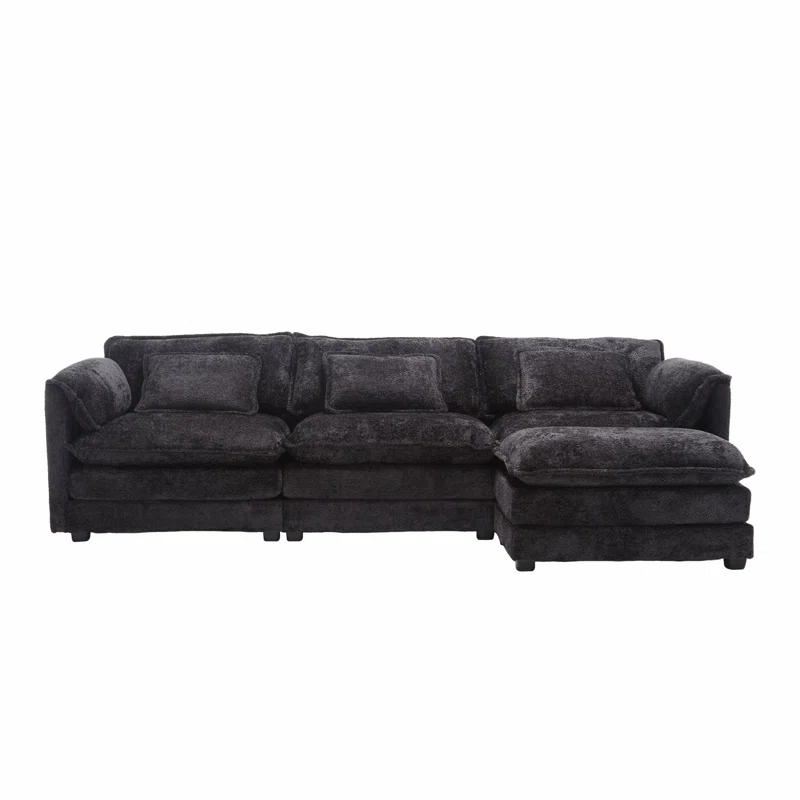 Latitude Run® Millan 112" L Shaped Modular Sectional Sofa with Ottoman & Memory Foam