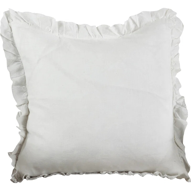 Leona Ruffled Linen Reversible Throw Pillow