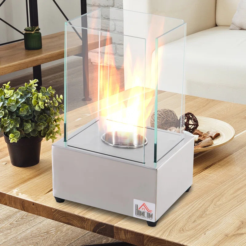 Metal Bio-Ethanol Tabletop Fireplace with Flame Guard