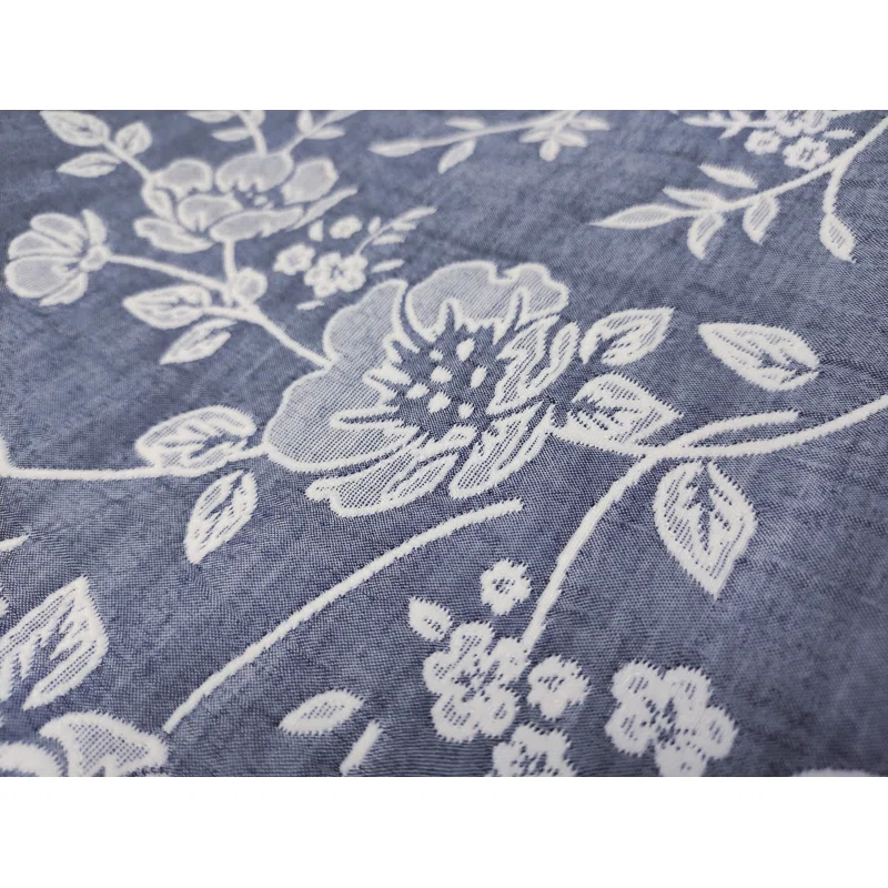 Design Studio CEDAR COURT Marguerite Floral Navy Soft Woven Matelasse Jacquard Cotton Blend Quilt Set