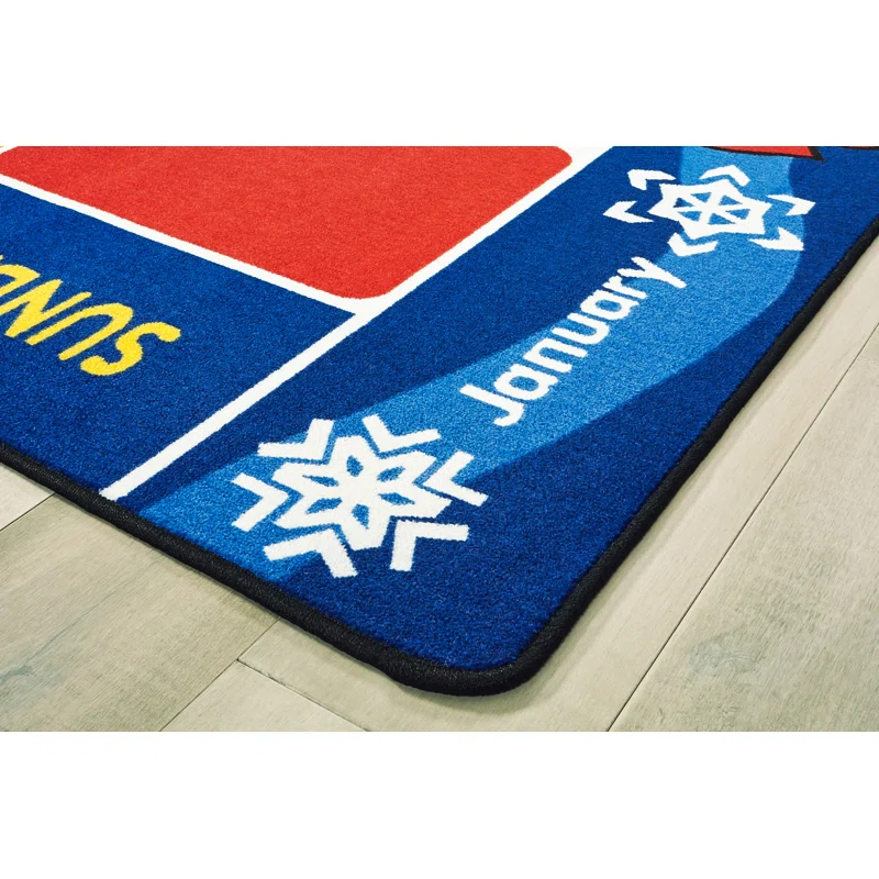 Carpets for Kids Premium Collection Classroom Seating Calendar Geometric Tufted Area Rug