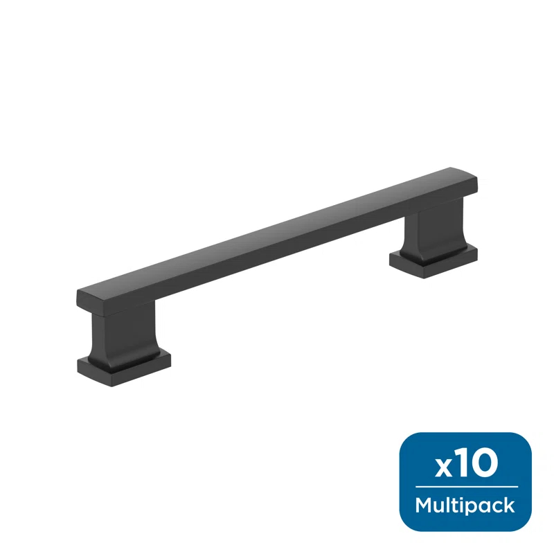 Amerock Triomphe 5-1/16 inch (128mm) Center-to-Center Matte Black Cabinet Pull, 10 Pack (Set of 10)