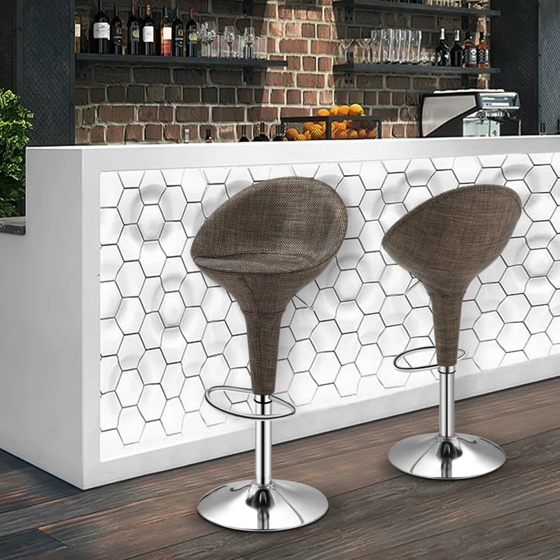 Ivy Bronx Jehanne Adjustable Swivel Bar Stools, Rattan Counter Height Dining Chairs with Backrest and Footrest (Set of 2)