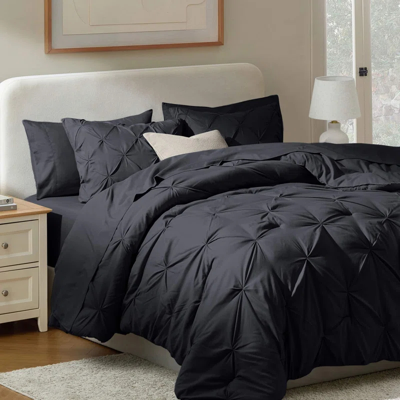 Nestl Bed-in-A-Bag Pleated Comforter Set with Bed Sheets